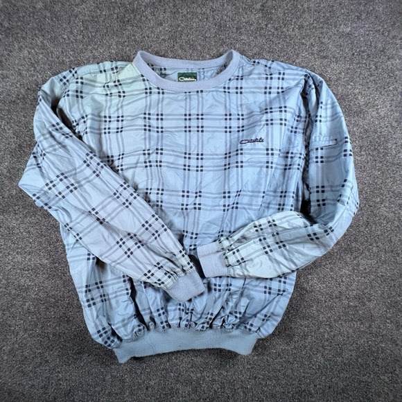 Vintage Catalina Blue Plaid Nylon‎ Windbreaker Pullover Blue Men's XL Golf 90s - Picture 2 of 16